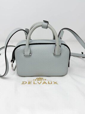 Delvaux Blue Grained Leather 'Cool Box' Nano Bag